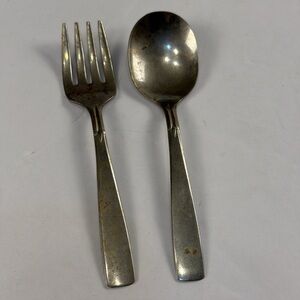 Vintage Oneidacraft Chateau Deluxe Stainless Child Flatware Fork & Spoon Set